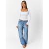 imageTrendy Queen Womens Double Lined Square Neck Long Sleeve Slightly Crop Slim Fit Tops Casual Layer Basic Tee Shirts 2025White
