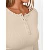 imageTrendy Queen Womens Long Sleeve Shirts 2025 Henley Casual Fall Outfits Fitted Cotton Tops Ribbed Fashion Basic TeesApricot