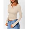 imageTrendy Queen Womens Long Sleeve Shirts 2025 Henley Casual Fall Outfits Fitted Cotton Tops Ribbed Fashion Basic TeesApricot
