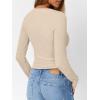 imageTrendy Queen Womens Long Sleeve Shirts 2025 Henley Casual Fall Outfits Fitted Cotton Tops Ribbed Fashion Basic TeesApricot