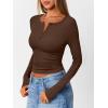 imageTrendy Queen Womens Long Sleeve Shirts 2025 Henley Casual Fall Outfits Fitted Cotton Tops Ribbed Fashion Basic TeesCoffee