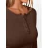 imageTrendy Queen Womens Long Sleeve Shirts 2025 Henley Casual Fall Outfits Fitted Cotton Tops Ribbed Fashion Basic TeesCoffee