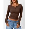 imageTrendy Queen Womens Long Sleeve Shirts 2025 Henley Casual Fall Outfits Fitted Cotton Tops Ribbed Fashion Basic TeesCoffee