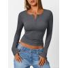 imageTrendy Queen Womens Long Sleeve Shirts 2025 Henley Casual Fall Outfits Fitted Cotton Tops Ribbed Fashion Basic TeesDark Grey