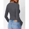 imageTrendy Queen Womens Long Sleeve Shirts 2025 Henley Casual Fall Outfits Fitted Cotton Tops Ribbed Fashion Basic TeesDark Grey