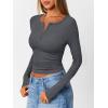 imageTrendy Queen Womens Long Sleeve Shirts 2025 Henley Casual Fall Outfits Fitted Cotton Tops Ribbed Fashion Basic TeesDark Grey