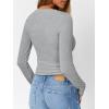 imageTrendy Queen Womens Long Sleeve Shirts 2025 Henley Casual Fall Outfits Fitted Cotton Tops Ribbed Fashion Basic TeesGrey