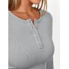 imageTrendy Queen Womens Long Sleeve Shirts 2025 Henley Casual Fall Outfits Fitted Cotton Tops Ribbed Fashion Basic TeesGrey