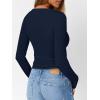 imageTrendy Queen Womens Long Sleeve Shirts 2025 Henley Casual Fall Outfits Fitted Cotton Tops Ribbed Fashion Basic TeesNavyblue
