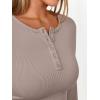 imageTrendy Queen Womens Long Sleeve Shirts 2025 Henley Casual Fall Outfits Fitted Cotton Tops Ribbed Fashion Basic TeesTaupe
