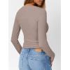 imageTrendy Queen Womens Long Sleeve Shirts 2025 Henley Casual Fall Outfits Fitted Cotton Tops Ribbed Fashion Basic TeesTaupe