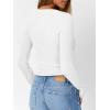imageTrendy Queen Womens Long Sleeve Shirts 2025 Henley Casual Fall Outfits Fitted Cotton Tops Ribbed Fashion Basic TeesWhite