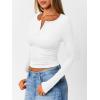 imageTrendy Queen Womens Long Sleeve Shirts 2025 Henley Casual Fall Outfits Fitted Cotton Tops Ribbed Fashion Basic TeesWhite