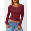 imageTrendy Queen Womens Long Sleeve Shirts 2025 Henley Casual Fall Outfits Fitted Cotton Tops Ribbed Fashion Basic TeesWinered
