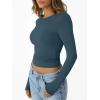 imageTrendy Queen Womens Long Sleeve Shirts Crop Tops Basic Workout Tees Going Out for Teen GirlsHazeblue