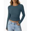imageTrendy Queen Womens Long Sleeve Shirts Crop Tops Basic Workout Tees Going Out for Teen GirlsHazeblue