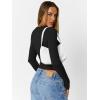 imageTrendy Queen Womens Long Sleeve Shirts Going Out Tops Square Neck Crop Workout TopsBlack