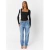 imageTrendy Queen Womens Long Sleeve Shirts Going Out Tops Square Neck Crop Workout TopsBlack
