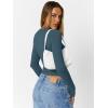 imageTrendy Queen Womens Long Sleeve Shirts Going Out Tops Square Neck Crop Workout TopsHazeblue