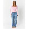 imageTrendy Queen Womens Long Sleeve Shirts Going Out Tops Square Neck Crop Workout TopsPink