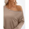 imageTrendy Queen Womens Off The Shoulder Tops Oversized Tshirts Long Sleeve 2025 Casual Basic TeesKhaki