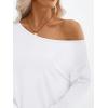 imageTrendy Queen Womens Off The Shoulder Tops Oversized Tshirts Long Sleeve 2025 Casual Basic TeesWhite