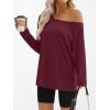 imageTrendy Queen Womens Off The Shoulder Tops Oversized Tshirts Long Sleeve 2025 Casual Basic TeesWinered