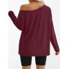 imageTrendy Queen Womens Off The Shoulder Tops Oversized Tshirts Long Sleeve 2025 Casual Basic TeesWinered
