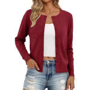 imageTrendy Queen Womens Cardigan Sweaters Lightweight Crew Neck Long Sleeve Outfits Fall Fashion 2025 ClothingWine