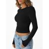 imageTrendy Queen Womens Long Sleeve Shirts Crop Tops Fall Fashion 2025 Going Out Basic Winter ClothesBlack