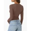 imageTrendy Queen Womens Long Sleeve Shirts Crop Tops Fall Fashion 2025 Going Out Basic Winter ClothesCoffee