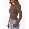 imageTrendy Queen Womens Long Sleeve Shirts Crop Tops Fall Fashion 2025 Going Out Basic Winter ClothesCoffee