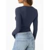 imageTrendy Queen Womens Long Sleeve Shirts Crop Tops Fall Fashion 2025 Going Out Basic Winter ClothesNavy