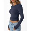 imageTrendy Queen Womens Long Sleeve Shirts Crop Tops Fall Fashion 2025 Going Out Basic Winter ClothesNavy