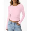imageTrendy Queen Womens Long Sleeve Shirts Crop Tops Fall Fashion 2025 Going Out Basic Winter ClothesPink
