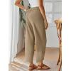 imageTrendy Queen Womens Wide Leg Pants Summer Capri Palazzo Harem Casual Barrel Sweatpants Baggy Slacks with PocketsKhaki