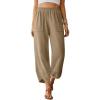 imageTrendy Queen Womens Wide Leg Pants Summer Capri Palazzo Harem Casual Barrel Sweatpants Baggy Slacks with PocketsKhaki