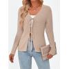 imageTrendy Queen Womens Tie Front Tops Fall Cardigan Sweaters 2025 Fashion Crochet Crop Vacation Clothes Cute Y2K Casual OutfitsApricot
