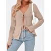 imageTrendy Queen Womens Tie Front Tops Fall Cardigan Sweaters 2025 Fashion Crochet Crop Vacation Clothes Cute Y2K Casual OutfitsApricot