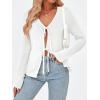 imageTrendy Queen Womens Tie Front Tops Fall Cardigan Sweaters 2025 Fashion Crochet Crop Vacation Clothes Cute Y2K Casual OutfitsWhite