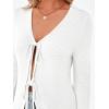imageTrendy Queen Womens Tie Front Tops Fall Cardigan Sweaters 2025 Fashion Crochet Crop Vacation Clothes Cute Y2K Casual OutfitsWhite