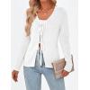 imageTrendy Queen Womens Tie Front Tops Fall Cardigan Sweaters 2025 Fashion Crochet Crop Vacation Clothes Cute Y2K Casual OutfitsWhite