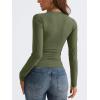 imageTrendy Queen Long Sleeve Shirts for Women 2025 Fall Fashion V Neck Basics Crop Tops Slim Fitted Y2K Tops Outfits ClothesArmy Green