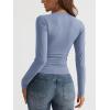 imageTrendy Queen Long Sleeve Shirts for Women 2025 Fall Fashion V Neck Basics Crop Tops Slim Fitted Y2K Tops Outfits ClothesBlue Gray