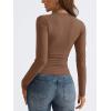 imageTrendy Queen Long Sleeve Shirts for Women 2025 Fall Fashion V Neck Basics Crop Tops Slim Fitted Y2K Tops Outfits ClothesBrown