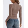 imageTrendy Queen Long Sleeve Shirts for Women 2025 Fall Fashion V Neck Basics Crop Tops Slim Fitted Y2K Tops Outfits ClothesCoffee Grey
