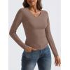 imageTrendy Queen Long Sleeve Shirts for Women 2025 Fall Fashion V Neck Basics Crop Tops Slim Fitted Y2K Tops Outfits ClothesCoffee Grey