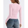imageTrendy Queen Long Sleeve Shirts for Women 2025 Fall Fashion V Neck Basics Crop Tops Slim Fitted Y2K Tops Outfits ClothesPink