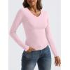 imageTrendy Queen Long Sleeve Shirts for Women 2025 Fall Fashion V Neck Basics Crop Tops Slim Fitted Y2K Tops Outfits ClothesPink