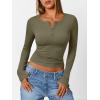 imageTrendy Queen Womens Long Sleeve Shirts 2025 Henley Casual Fall Outfits Fitted Tops Ribbed Fashion Basic TeesArmygreen